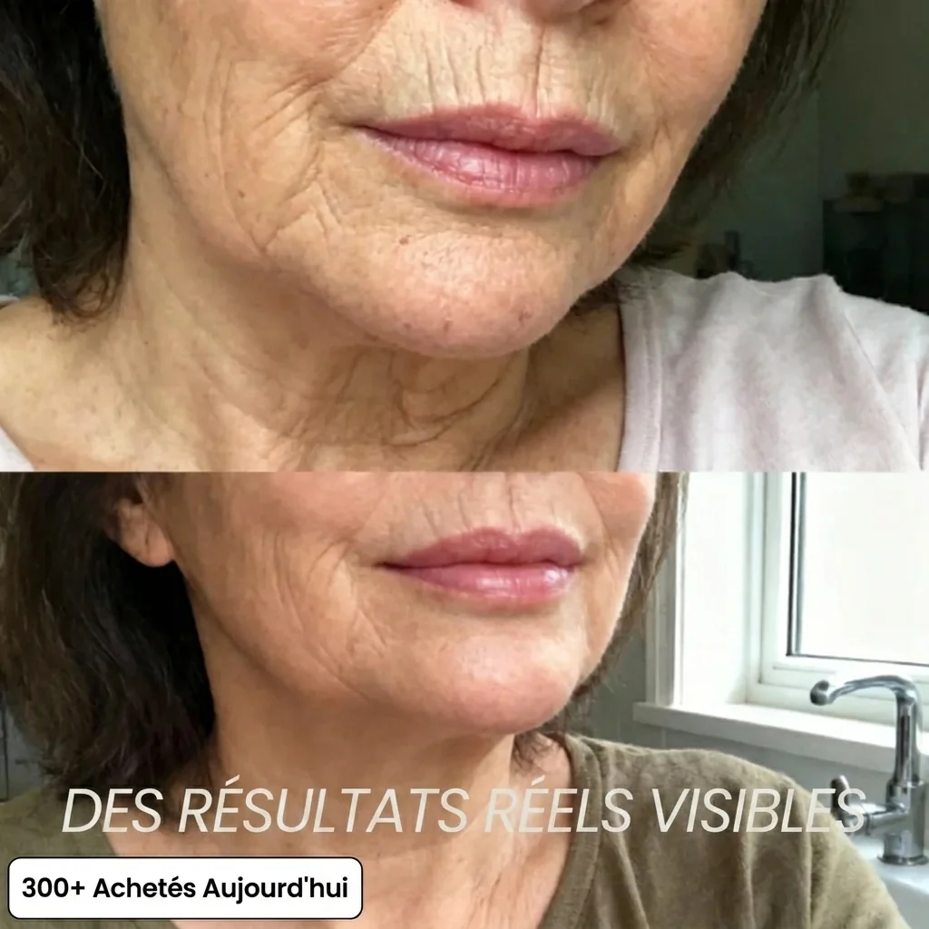 Baume collagène effet tenseur — avant / après sur le bas du visage et le cou
